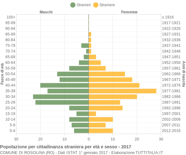 Grafico cittadini stranieri - Rosolina 2017