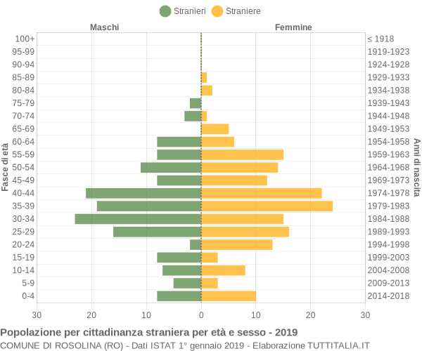 Grafico cittadini stranieri - Rosolina 2019