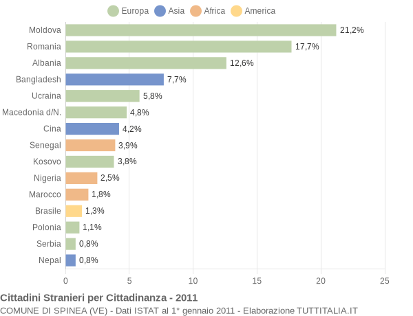 Grafico cittadinanza stranieri - Spinea 2011