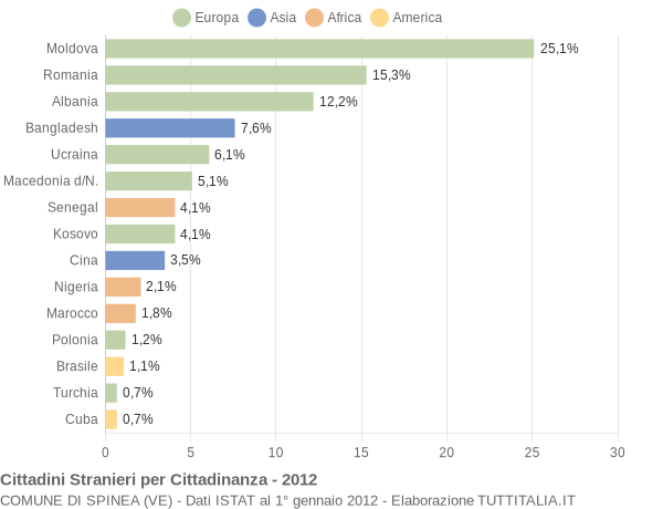 Grafico cittadinanza stranieri - Spinea 2012