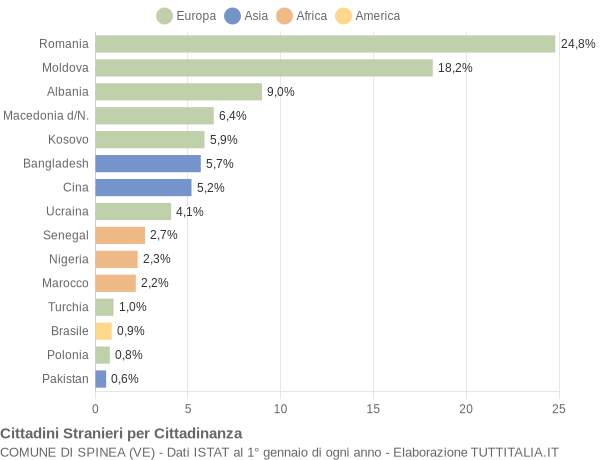 Grafico cittadinanza stranieri - Spinea 2021