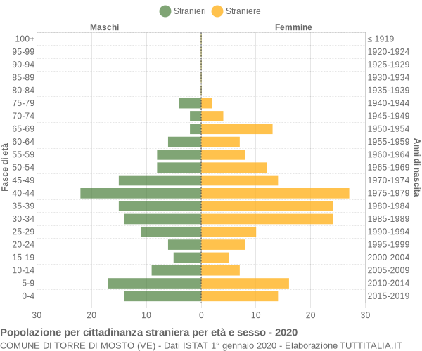 Grafico cittadini stranieri - Torre di Mosto 2020