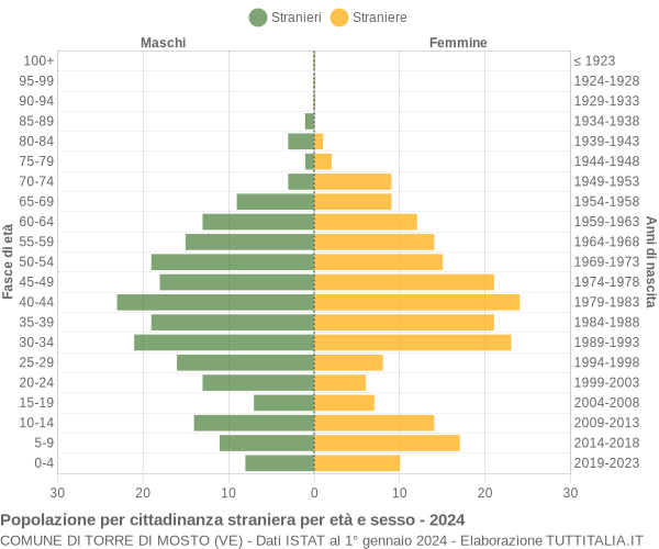 Grafico cittadini stranieri - Torre di Mosto 2024