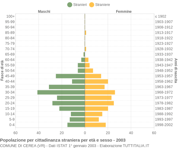 Grafico cittadini stranieri - Cerea 2003