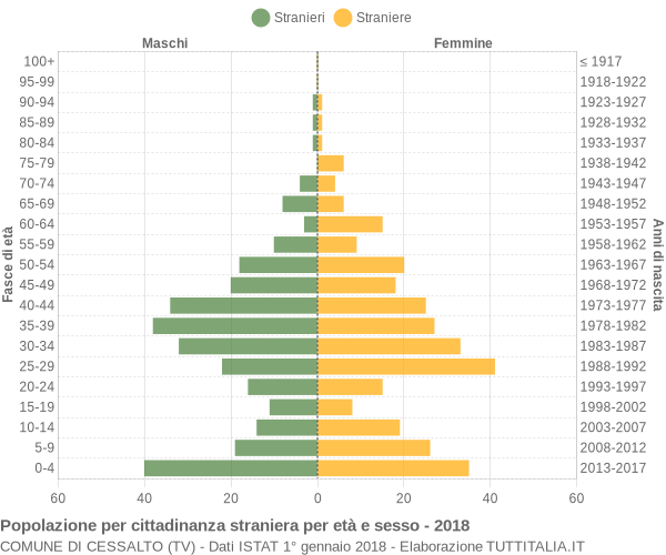 Grafico cittadini stranieri - Cessalto 2018