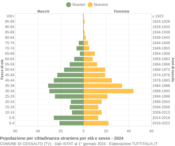 Grafico cittadini stranieri - Cessalto 2024