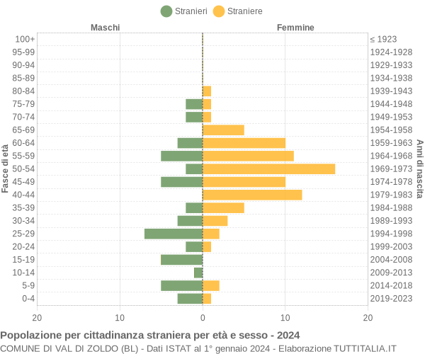 Grafico cittadini stranieri - Val di Zoldo 2024