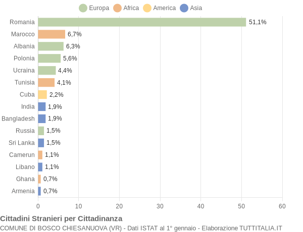 Grafico cittadinanza stranieri - Bosco Chiesanuova 2022