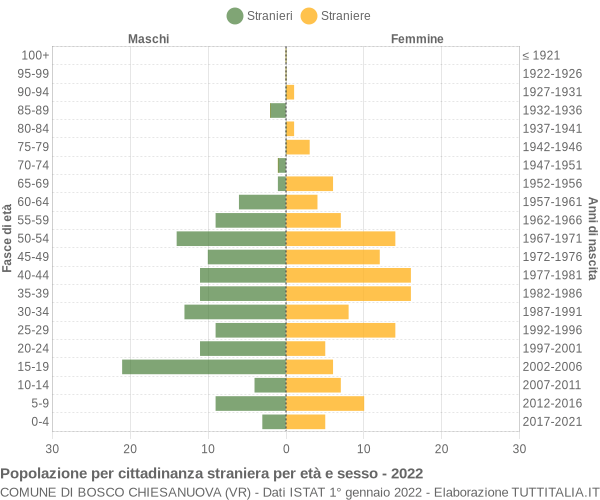 Grafico cittadini stranieri - Bosco Chiesanuova 2022