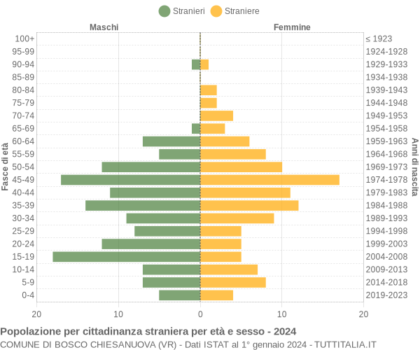 Grafico cittadini stranieri - Bosco Chiesanuova 2024