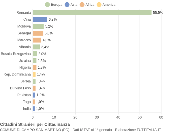 Grafico cittadinanza stranieri - Campo San Martino 2017