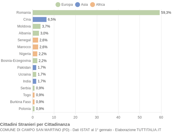 Grafico cittadinanza stranieri - Campo San Martino 2020