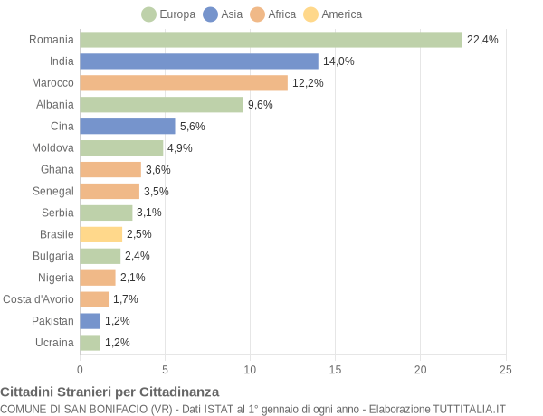 Grafico cittadinanza stranieri - San Bonifacio 2021