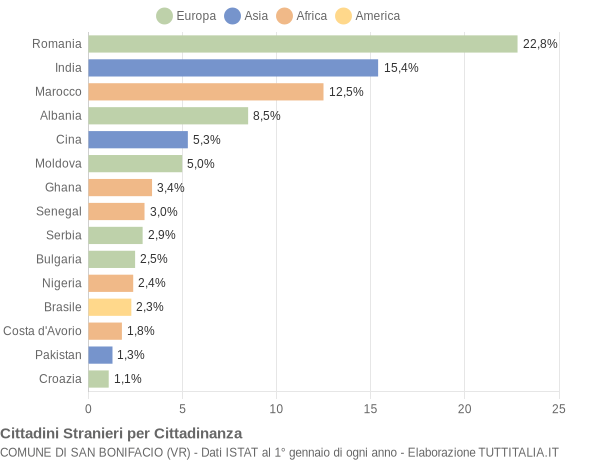 Grafico cittadinanza stranieri - San Bonifacio 2022