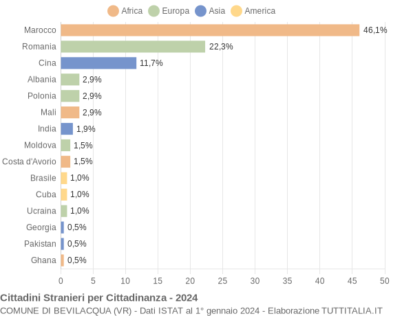 Grafico cittadinanza stranieri - Bevilacqua 2024