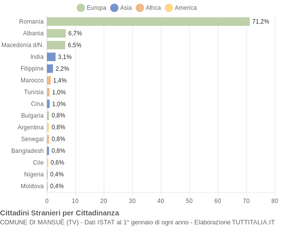 Grafico cittadinanza stranieri - Mansuè 2005