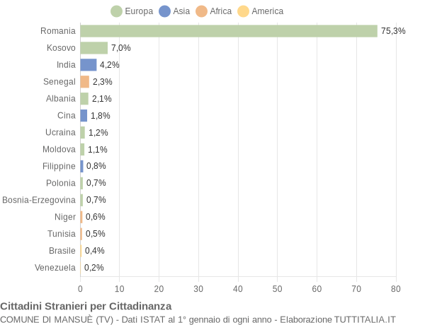 Grafico cittadinanza stranieri - Mansuè 2016