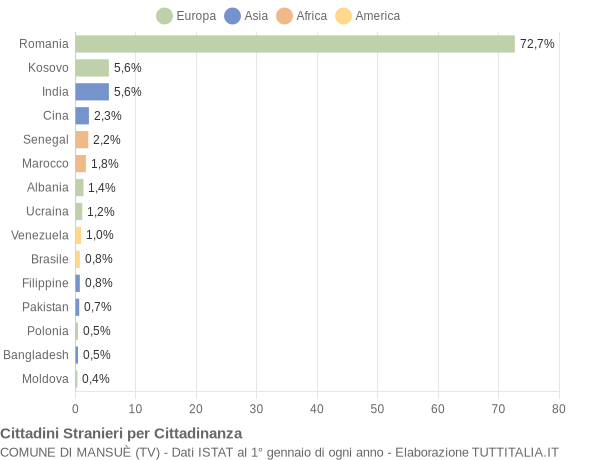 Grafico cittadinanza stranieri - Mansuè 2021