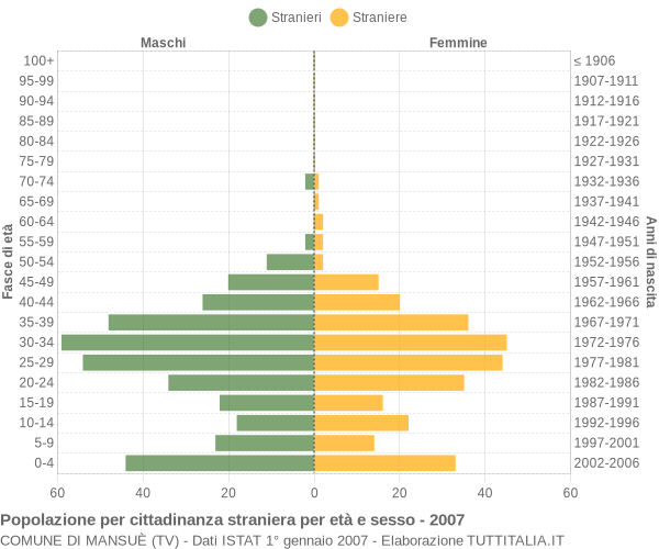 Grafico cittadini stranieri - Mansuè 2007
