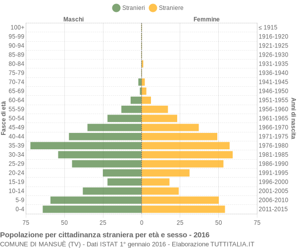 Grafico cittadini stranieri - Mansuè 2016