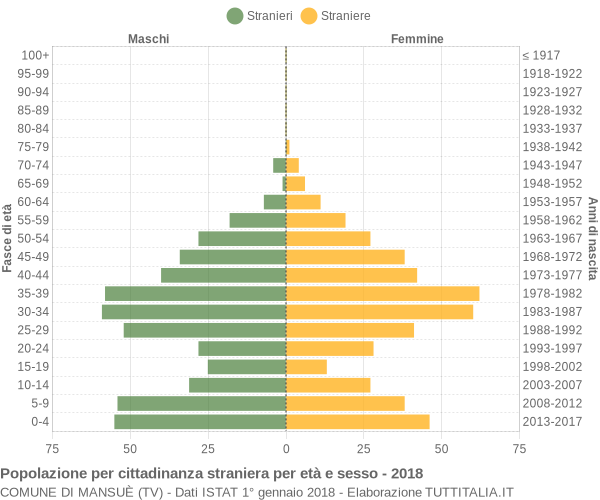 Grafico cittadini stranieri - Mansuè 2018