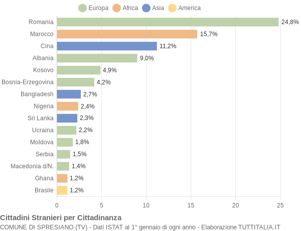 Grafico cittadinanza stranieri - Spresiano 2019