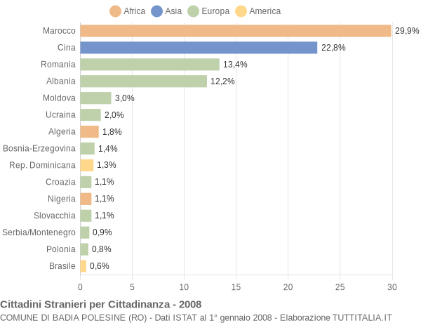 Grafico cittadinanza stranieri - Badia Polesine 2008