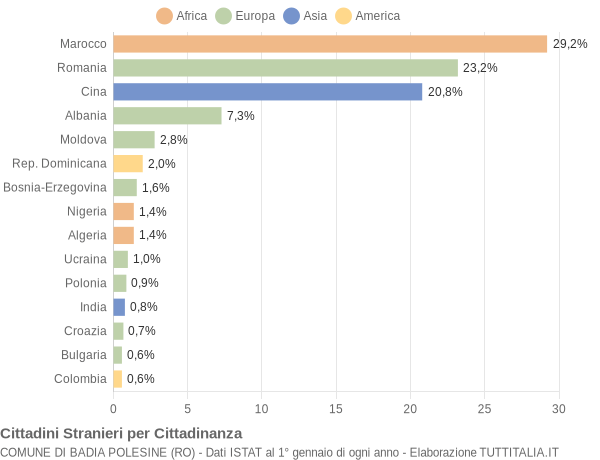 Grafico cittadinanza stranieri - Badia Polesine 2019