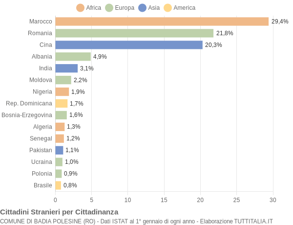 Grafico cittadinanza stranieri - Badia Polesine 2022