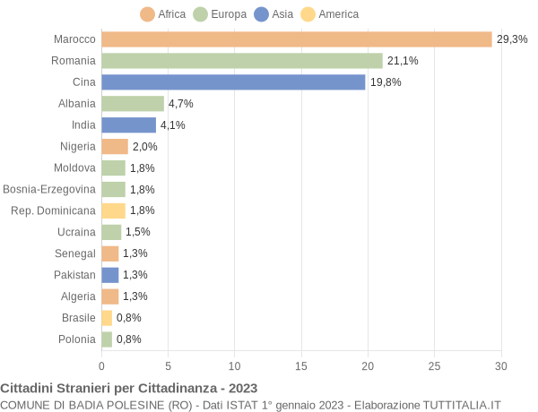 Grafico cittadinanza stranieri - Badia Polesine 2023