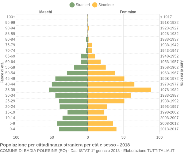 Grafico cittadini stranieri - Badia Polesine 2018