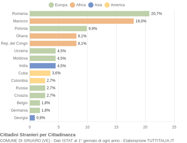 Grafico cittadinanza stranieri - Gruaro 2012