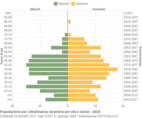 Grafico cittadini stranieri - Miane 2018