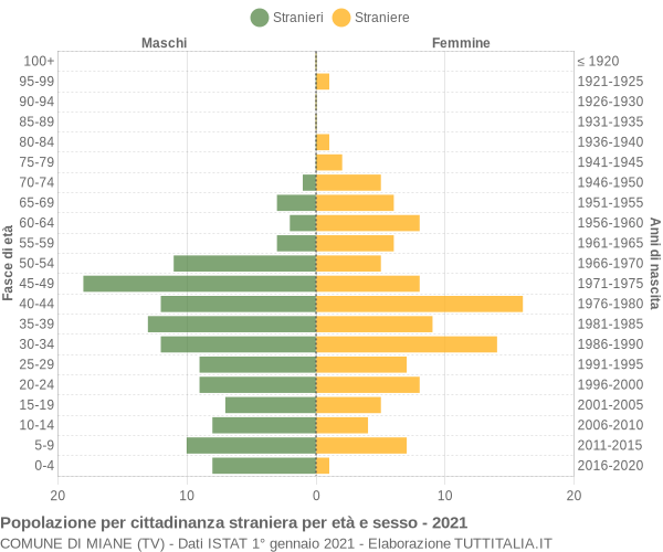 Grafico cittadini stranieri - Miane 2021