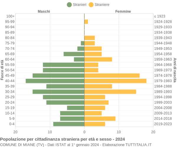 Grafico cittadini stranieri - Miane 2024