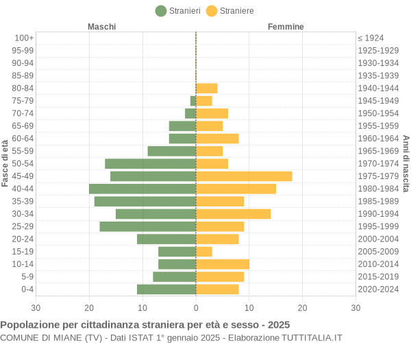 Grafico cittadini stranieri - Miane 2025