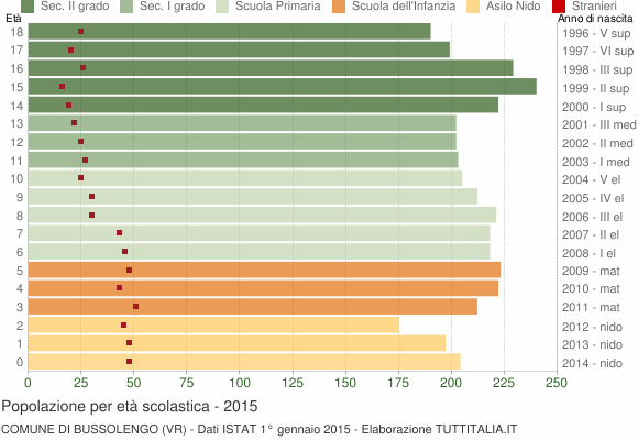 Grafico Popolazione in età scolastica - Bussolengo 2015