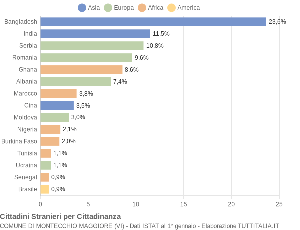 Grafico cittadinanza stranieri - Montecchio Maggiore 2017