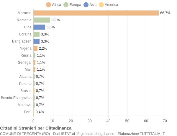 Grafico cittadinanza stranieri - Trecenta 2021