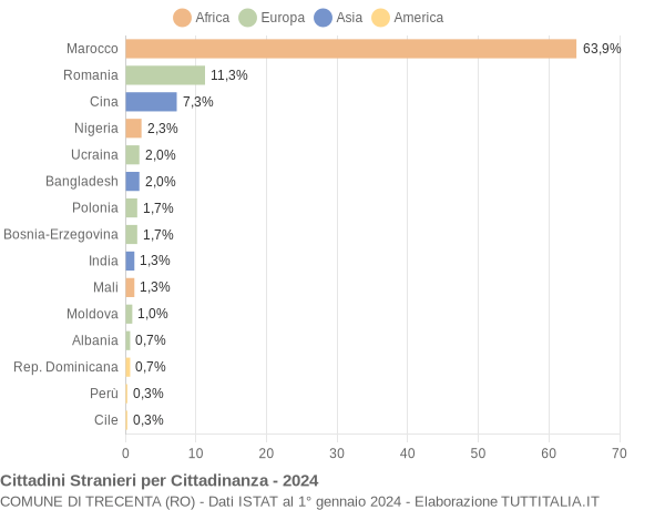 Grafico cittadinanza stranieri - Trecenta 2024