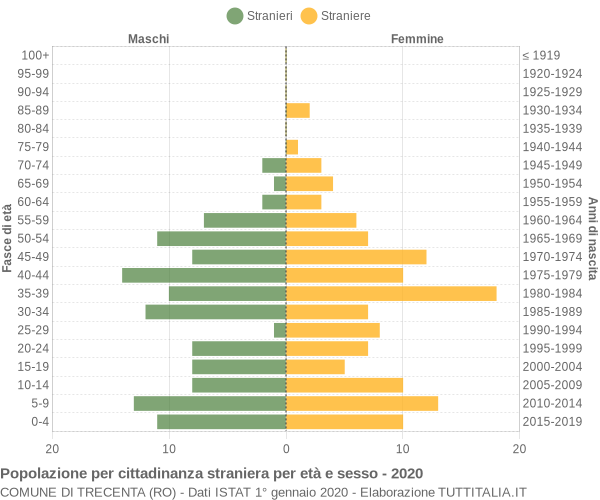 Grafico cittadini stranieri - Trecenta 2020