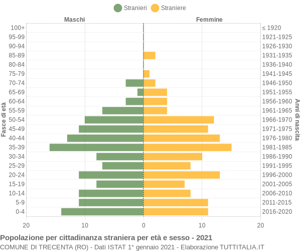 Grafico cittadini stranieri - Trecenta 2021