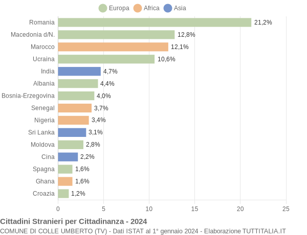 Grafico cittadinanza stranieri - Colle Umberto 2024