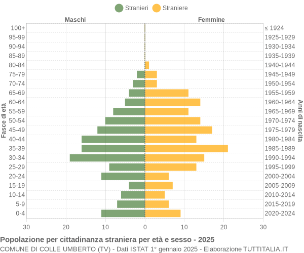 Grafico cittadini stranieri - Colle Umberto 2025