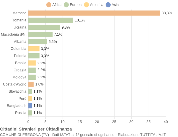 Grafico cittadinanza stranieri - Fregona 2016