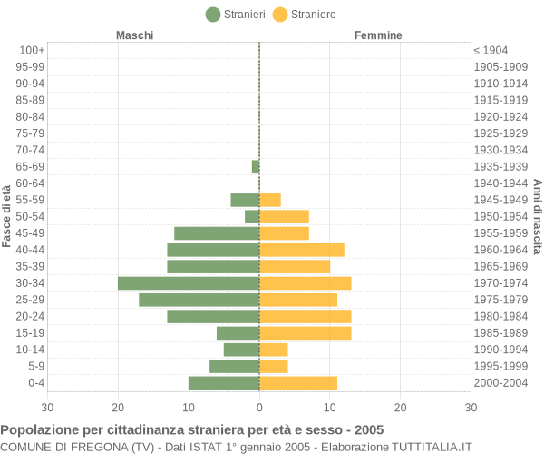 Grafico cittadini stranieri - Fregona 2005