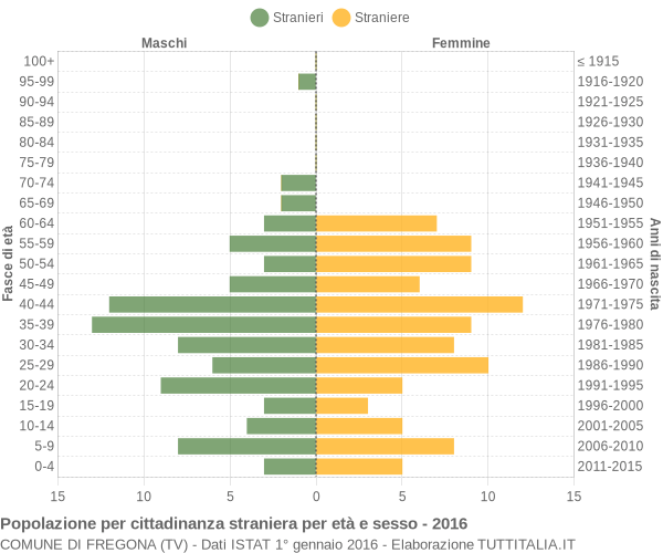 Grafico cittadini stranieri - Fregona 2016