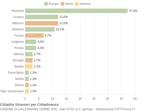 Grafico cittadinanza stranieri - Galzignano Terme 2010