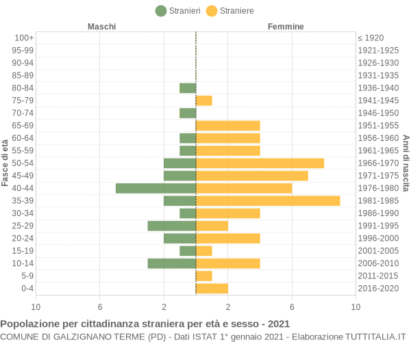 Grafico cittadini stranieri - Galzignano Terme 2021