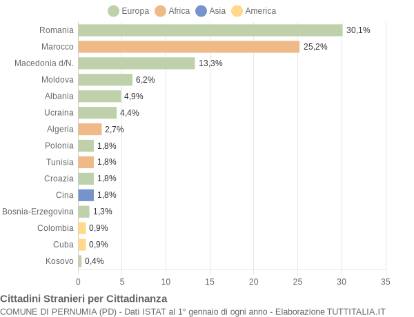 Grafico cittadinanza stranieri - Pernumia 2015